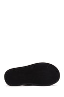 Women's Black Leather Comfort Slippers | Derimod