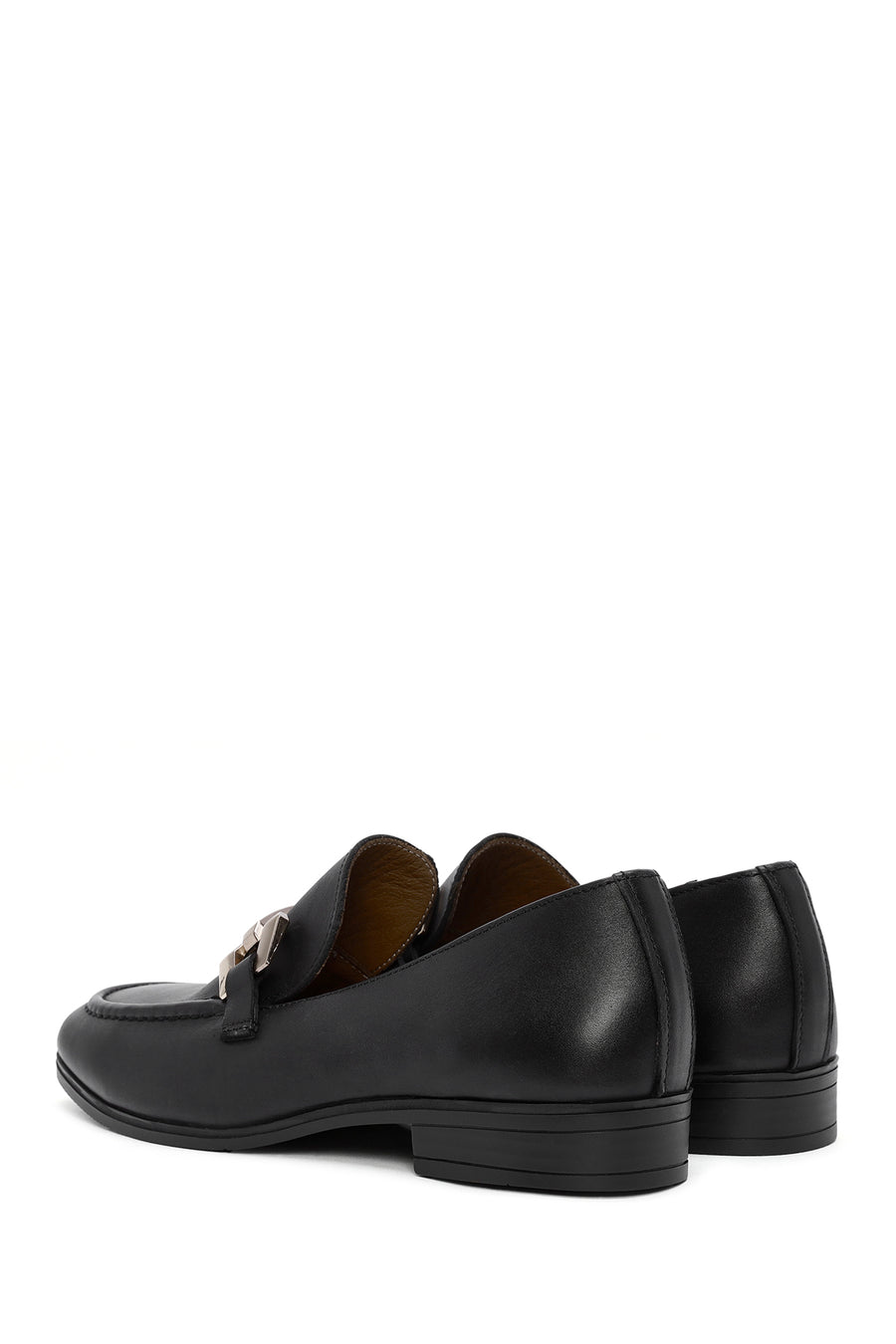 Kadın Siyah Toka Detaylı Deri Maskülen Loafer