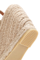 Women's Beige Ankle Strap Wedge Heel Suede Leather Espadrille Sandals | Derimod