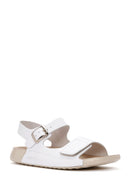 Women's White Ankle Strap Leather Comfort Sandals | Derimod