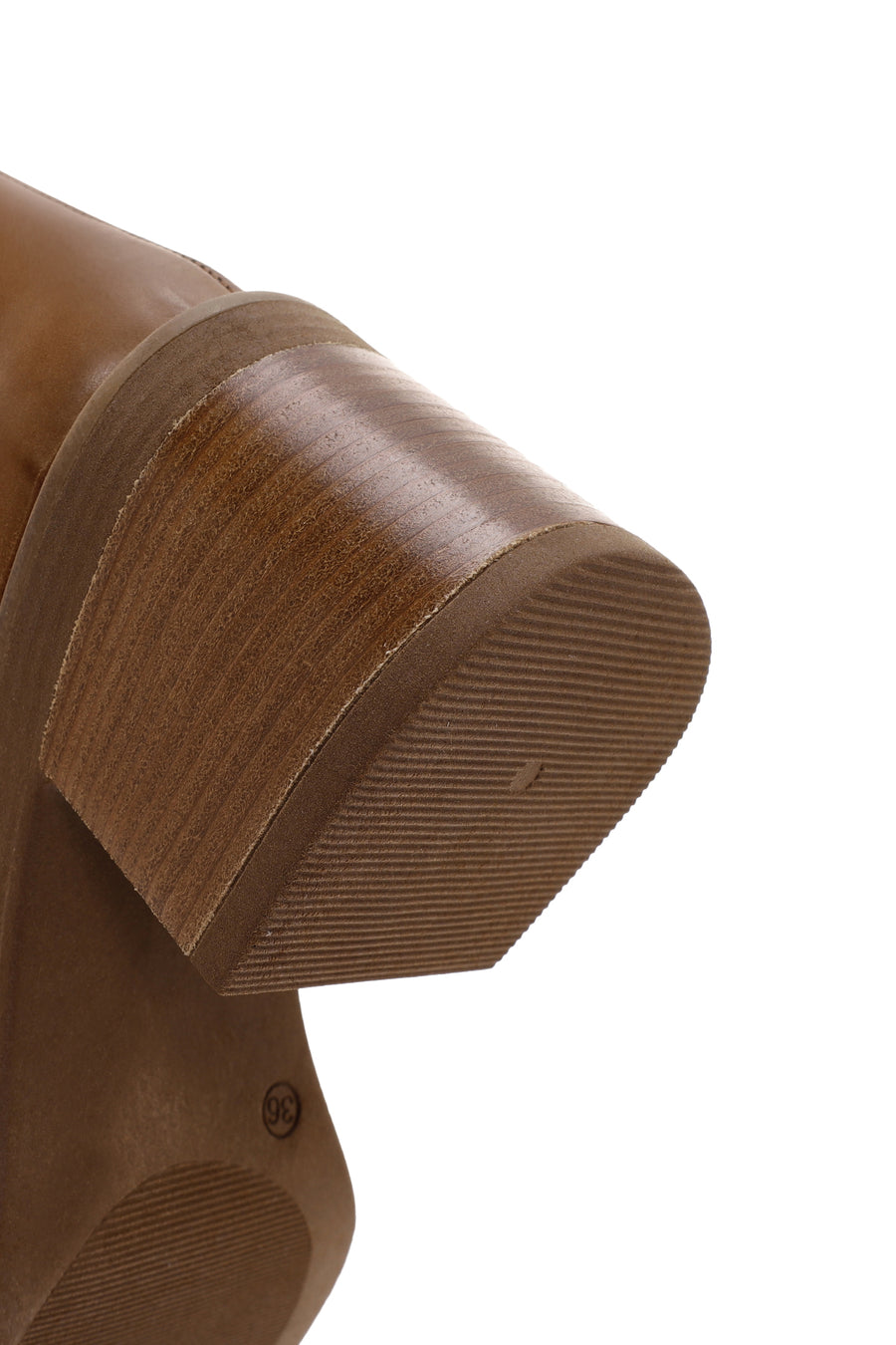 Women's Tan Zippered Thick Heeled Leather Boots