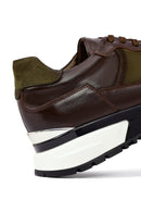 Erkek Kahverengi Bağcıklı Kalın Tabanlı Deri Casual Sneaker | Derimod