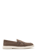 Men's Beige Double Buckle Suede Leather Loafer | Derimod
