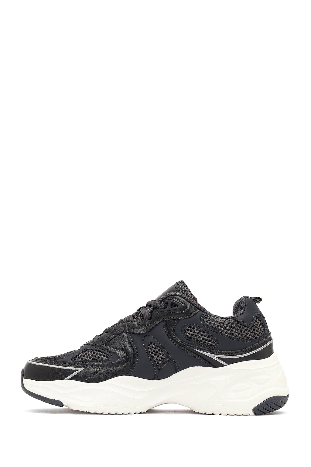 Kadın Gri Bağcıklı Kalın Tabanlı Sneaker
