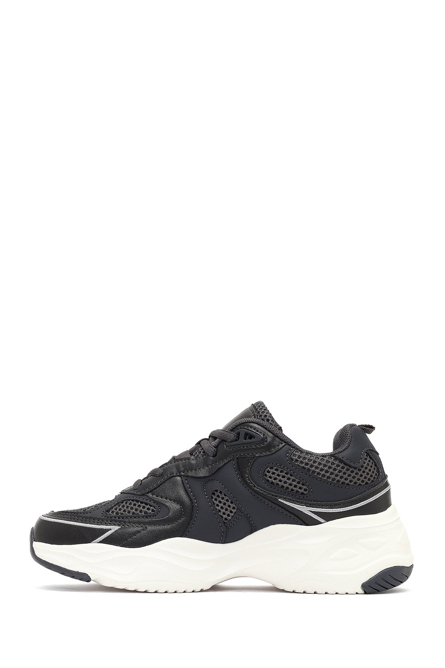 Kadın Gri Bağcıklı Kalın Tabanlı Sneaker