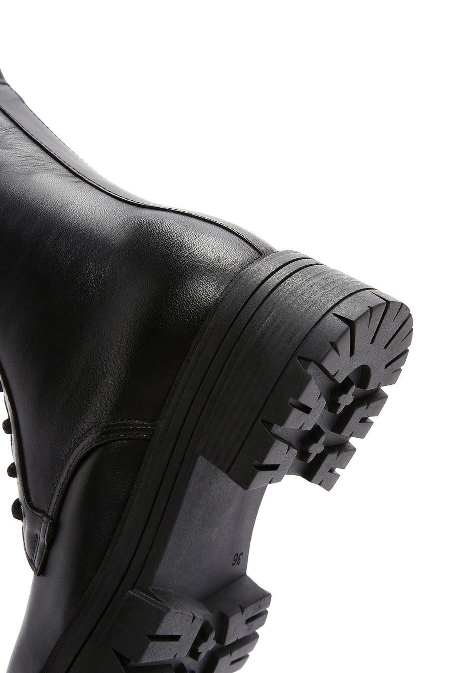 Women's Black Thick Soled Leather Boots