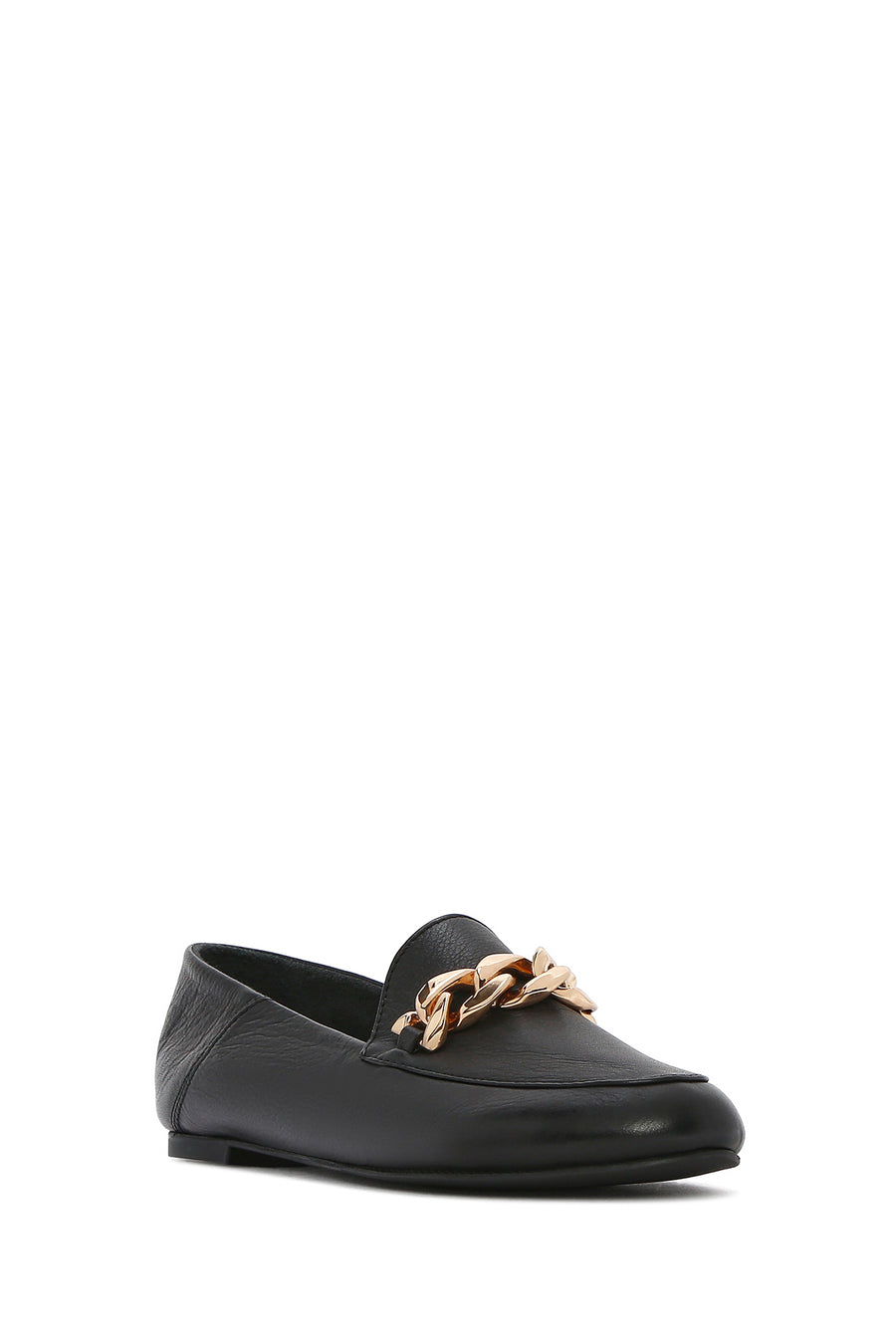 Kadın Siyah Tokalı Deri Maskülen Loafer
