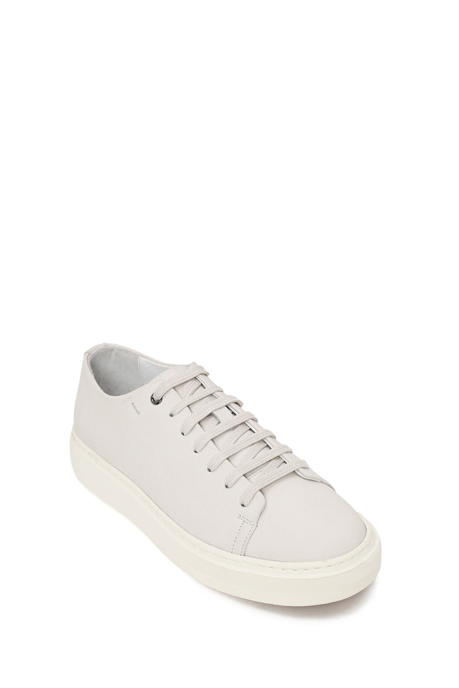 Male White Lace-Up Leather Sneaker