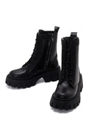 Women's Black Zippered Leather Boots | Derimod