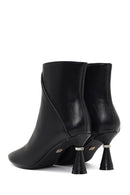 Women's Black Zippered Stone Detailed Heeled Boot | Derimod