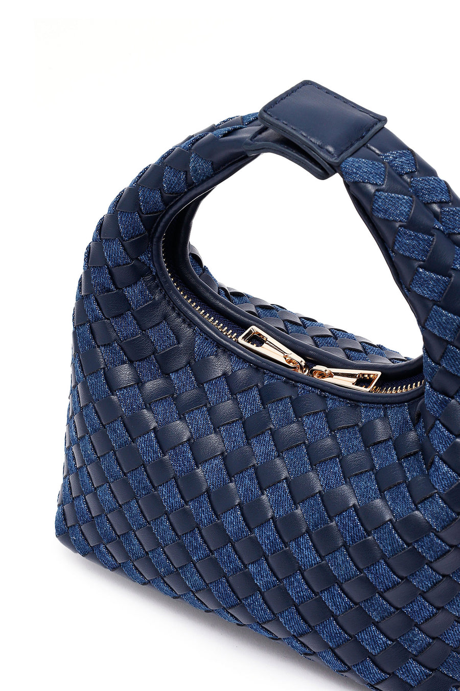 Women's Blue Long Strap Braided Mini Handbag