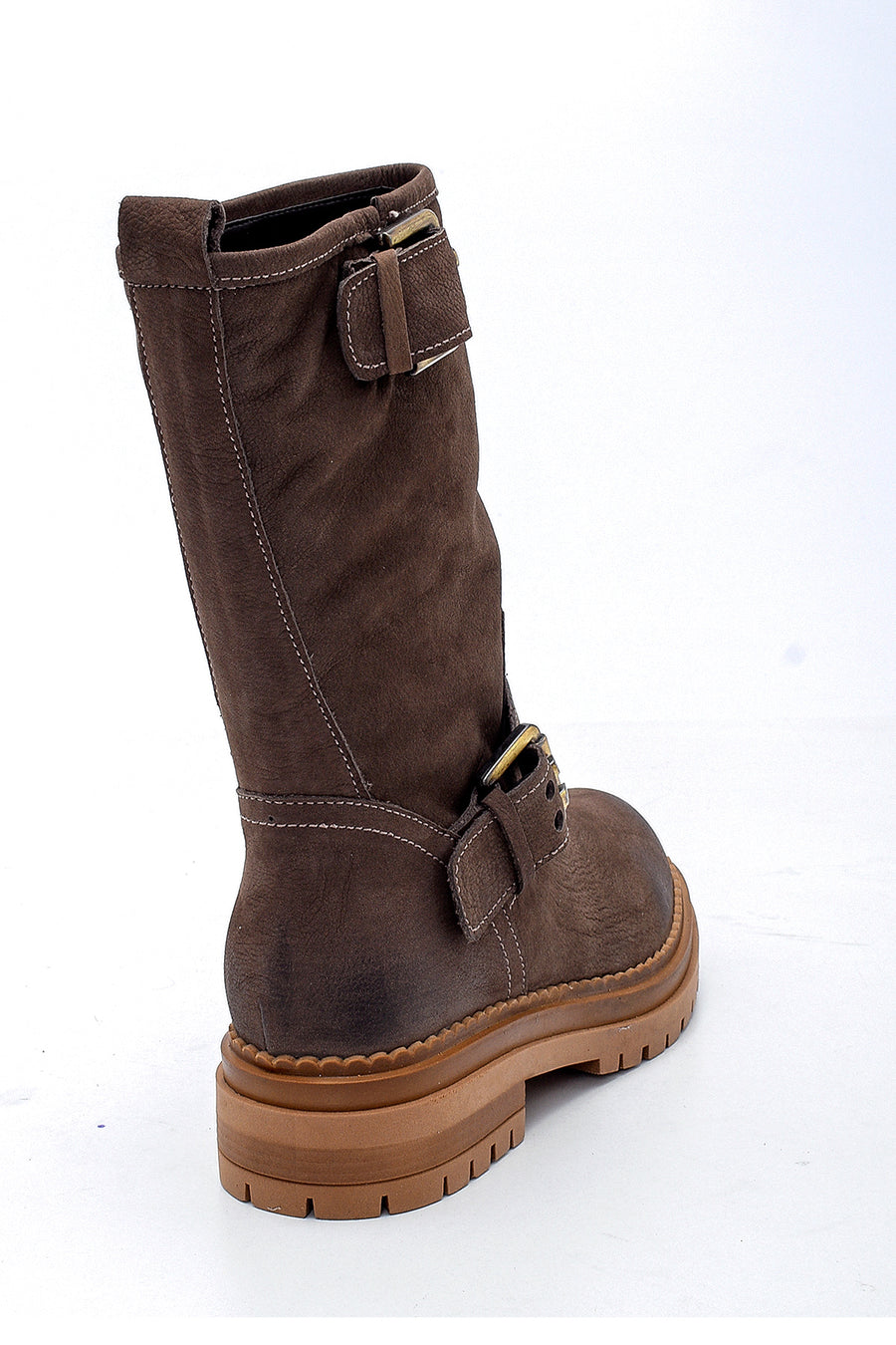 Women's Nubuck Buckle Detailed Boots