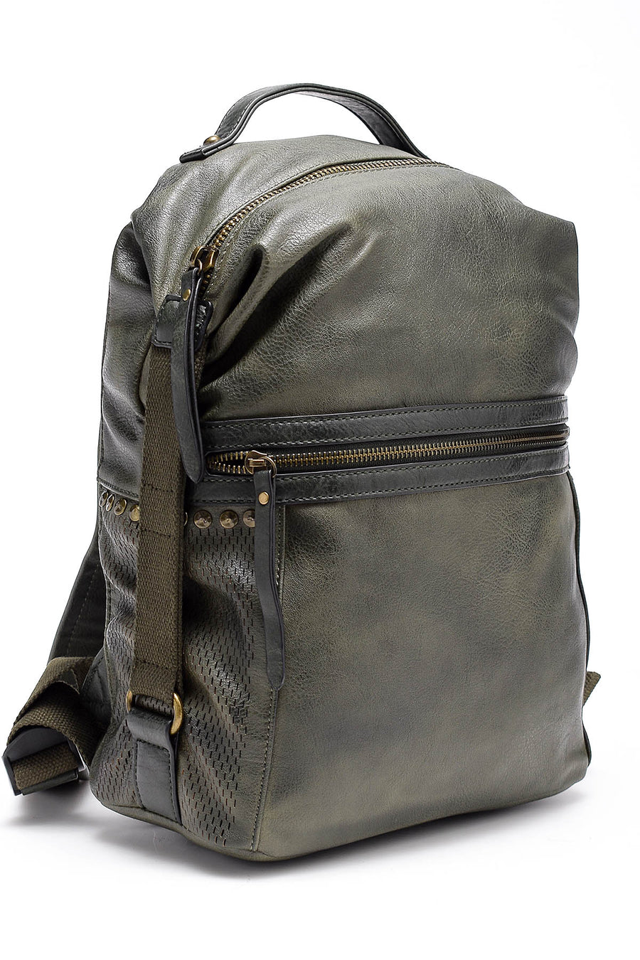 Women's Green Faux Leather Backpack