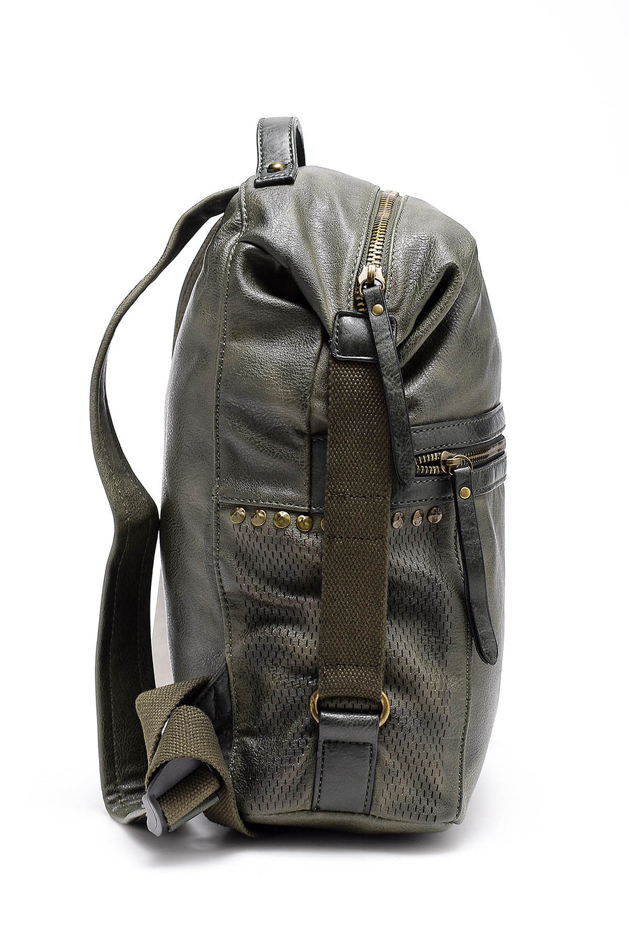 Women's Green Faux Leather Backpack