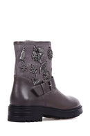 Women's Leather Boots with Metal Detail | Derimod
