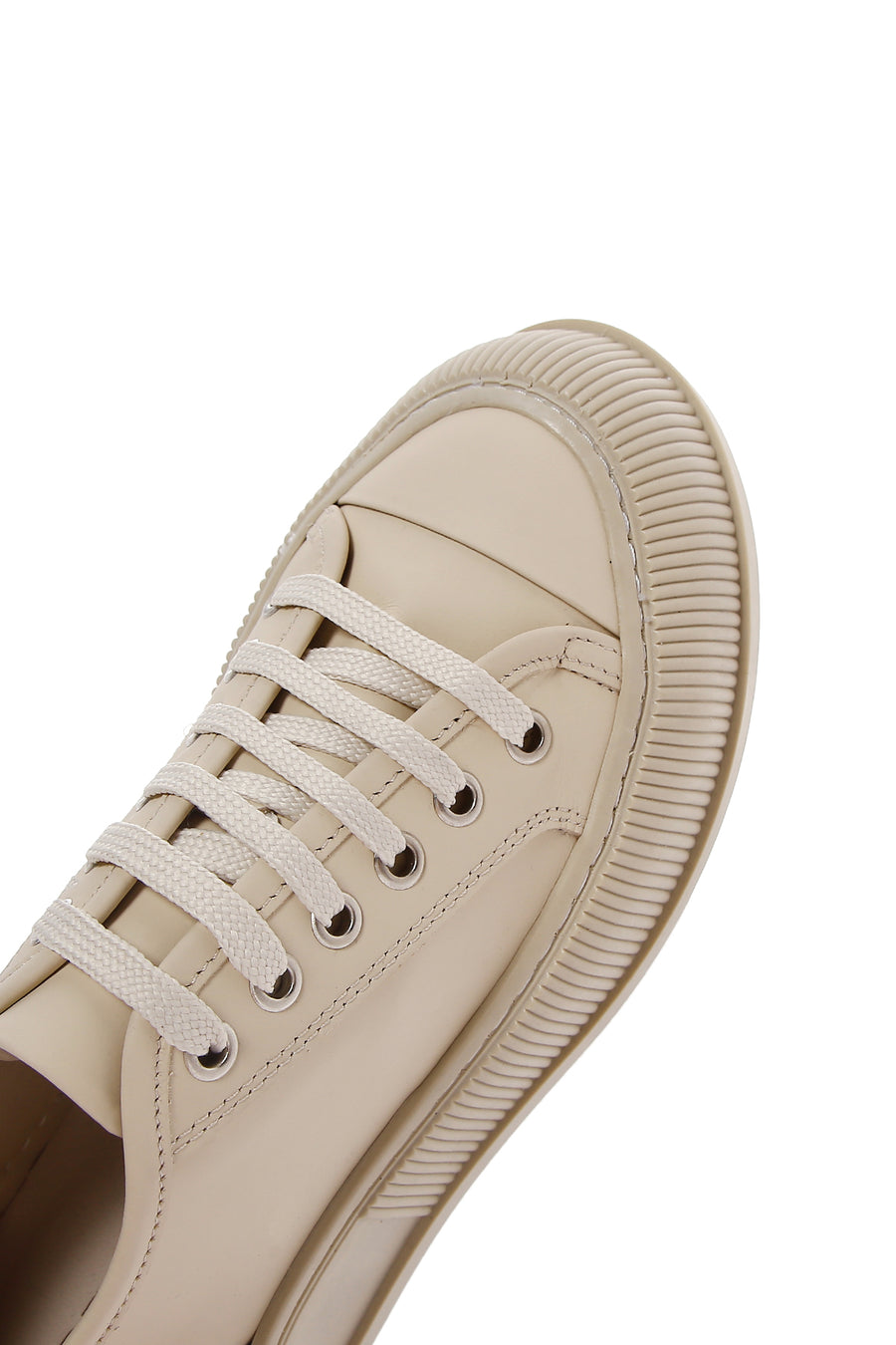 Kadın Bej Deri Kalın Tabanlı Sneaker