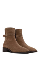 Woman Mink Zip Closure Suede Boots | Derimod