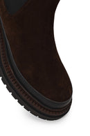 Woman Brown Thick-Soled Suede Chelsea Boots | Derimod