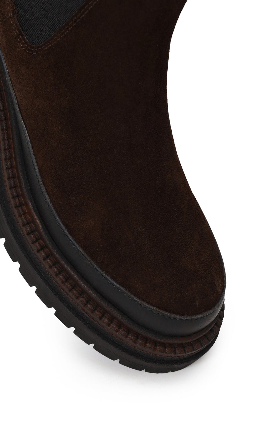 Woman Brown Thick-Soled Suede Chelsea Boots