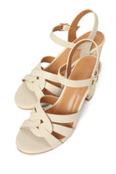 Woman Cream Ankle-Buckle Chunky-Heel Sandals | Derimod