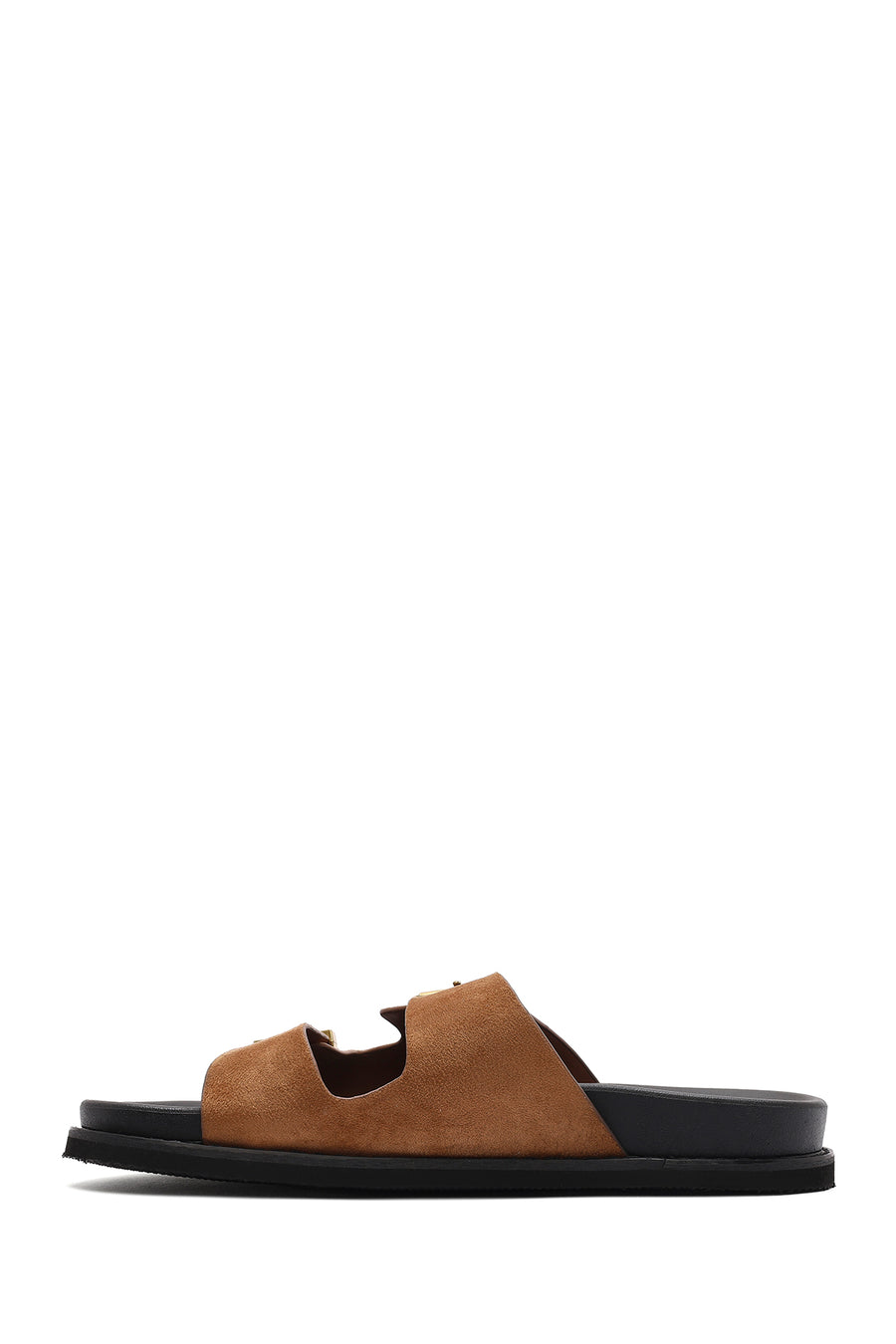 Women's Brown Buckled Suede Slippers