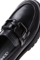 Kadın Siyah Kalın Tabanlı Deri Maskülen Loafer | Derimod