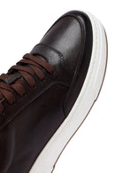 Erkek Kahverengi Bağcıklı Deri Sneaker | Derimod