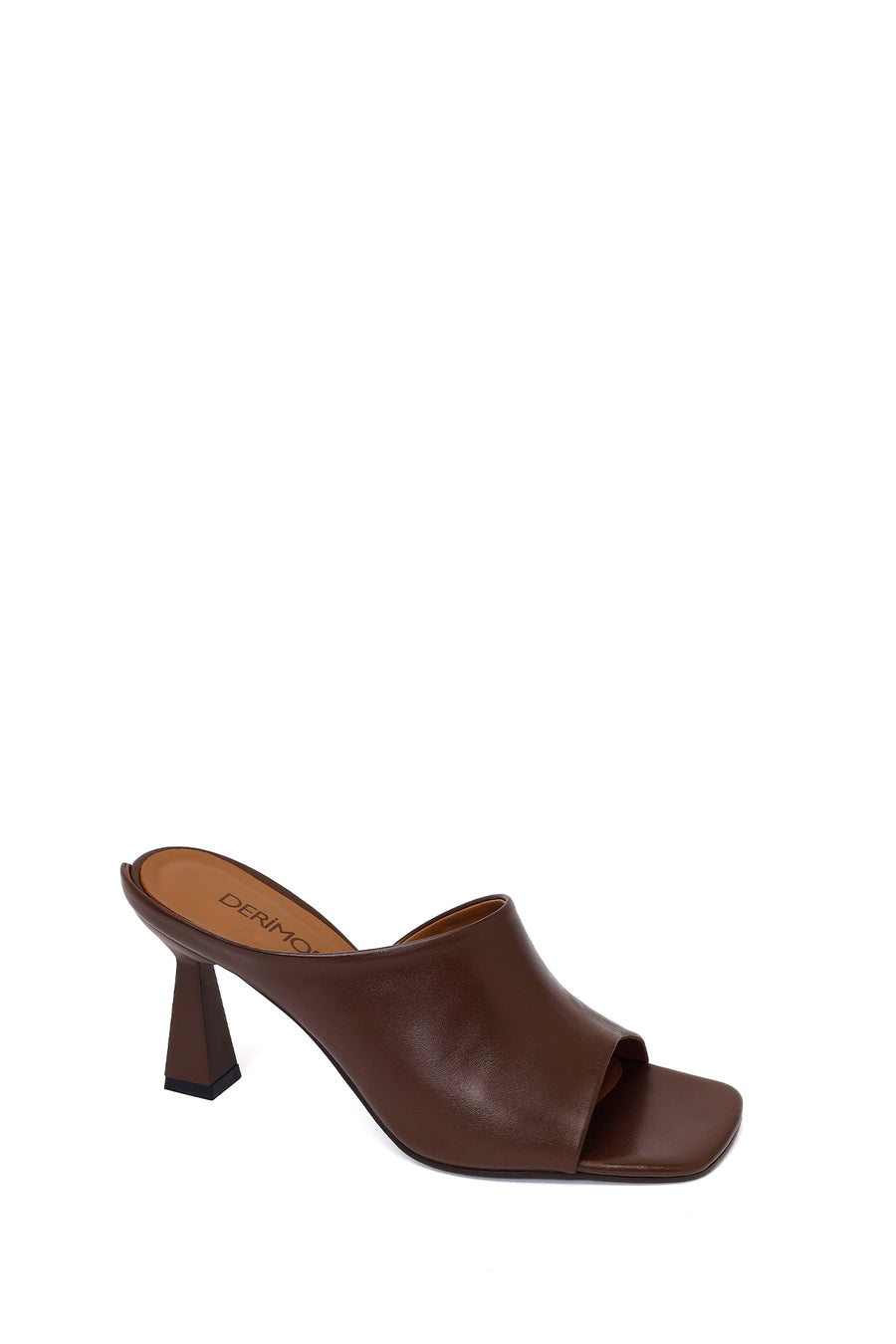 Woman Brown Heeled Leather Slipper