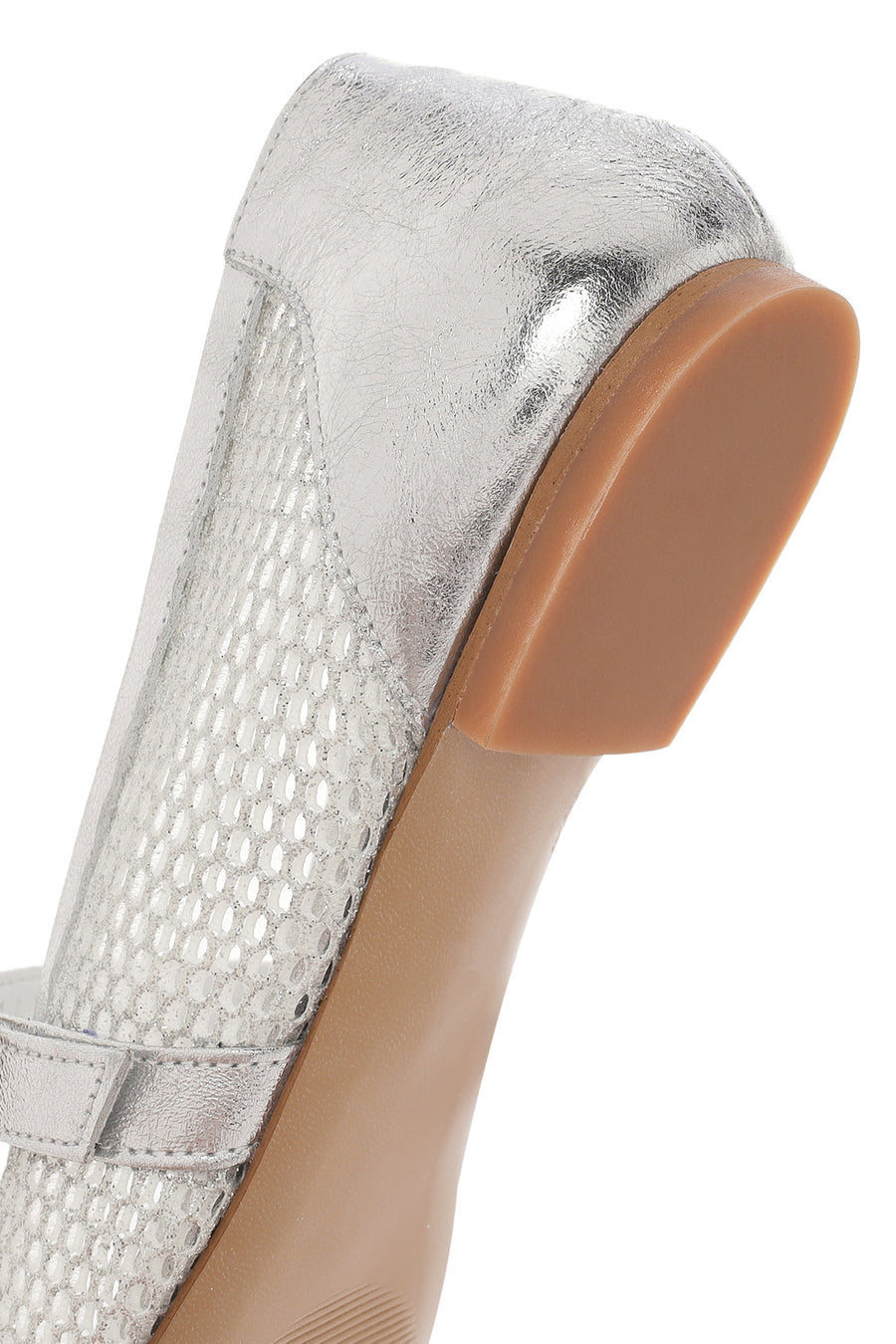 Women's Silver Mesh Strappy Ballerinas