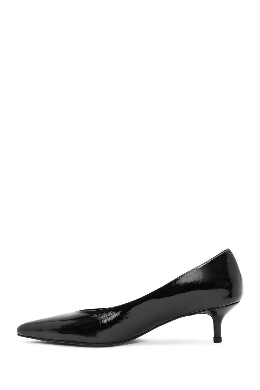 Women's Black Low Thin Heel Patent Leather Shoes