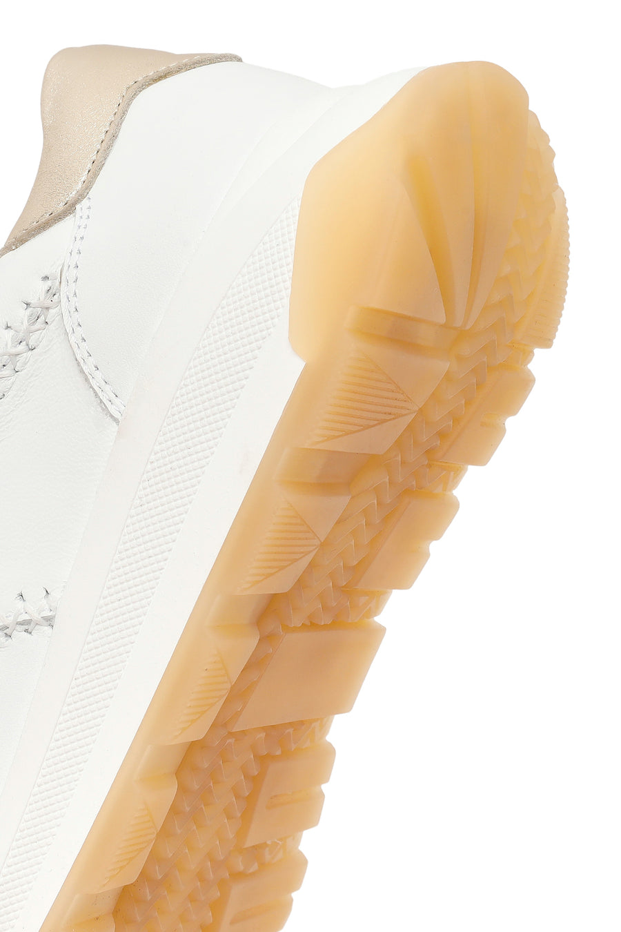 Kadın Beyaz Bağcıklı Fermuarlı Kalın Tabanlı Deri Sneaker