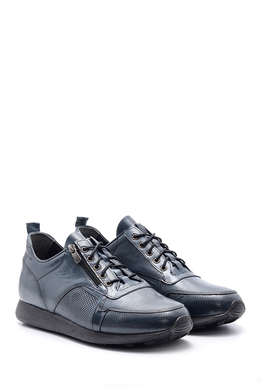 Men's Leather Shoes with Zipper Detail