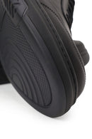 Male Black Lace-Up Thick-Soled Leather Sneaker | Derimod