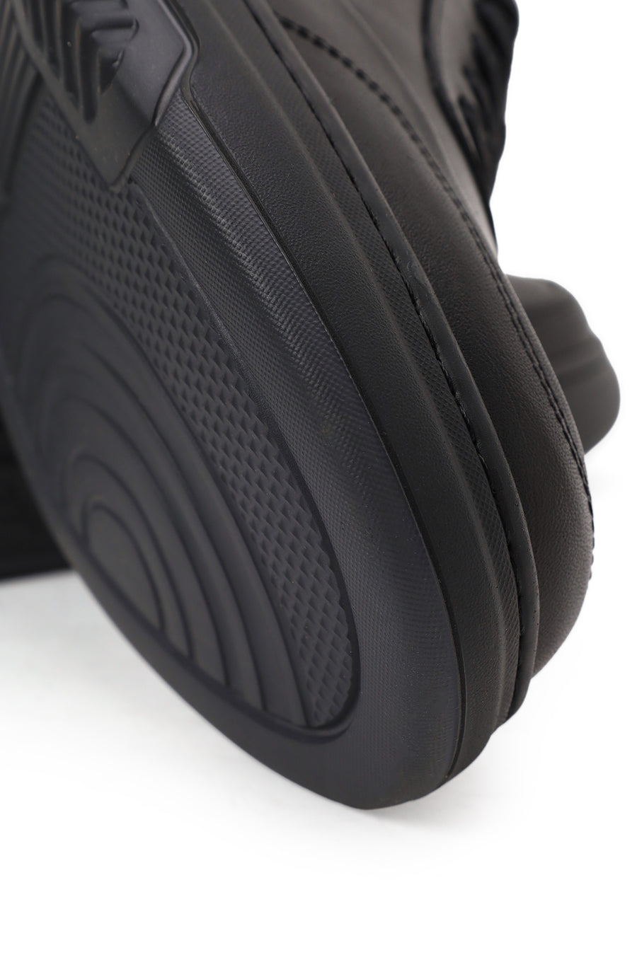 Male Black Lace-Up Thick-Soled Leather Sneaker