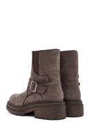Women's Mink Zippered Nubuck Leather Boots | Derimod