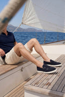 Men's Navy Blue Double Buckle Suede Leather Loafer | Derimod