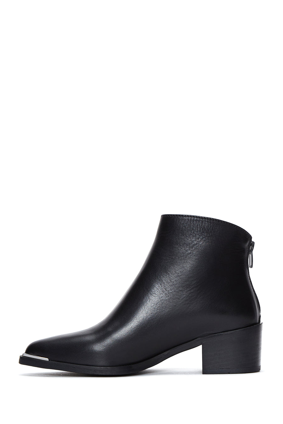 Women's Black Leather Zippered Heeled Classic Boots