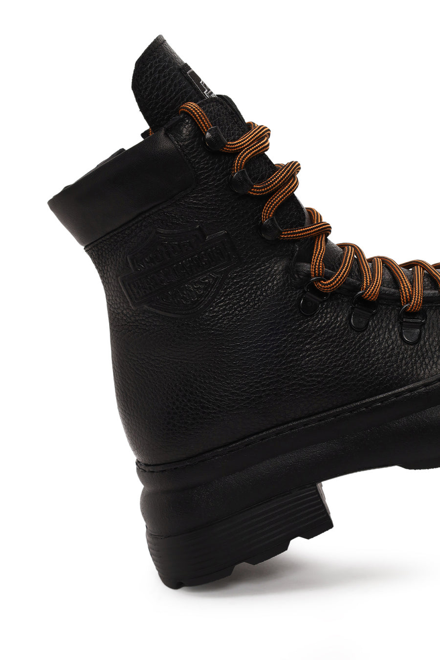 Harley Davidson Woman Black Shorbone Zip Closure Thick-Soled Leather Combat Boots