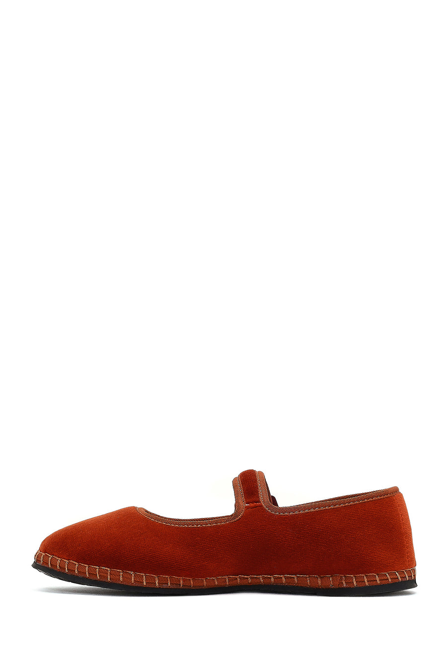 Women's Orange Buckled Fabric Ballet Flat