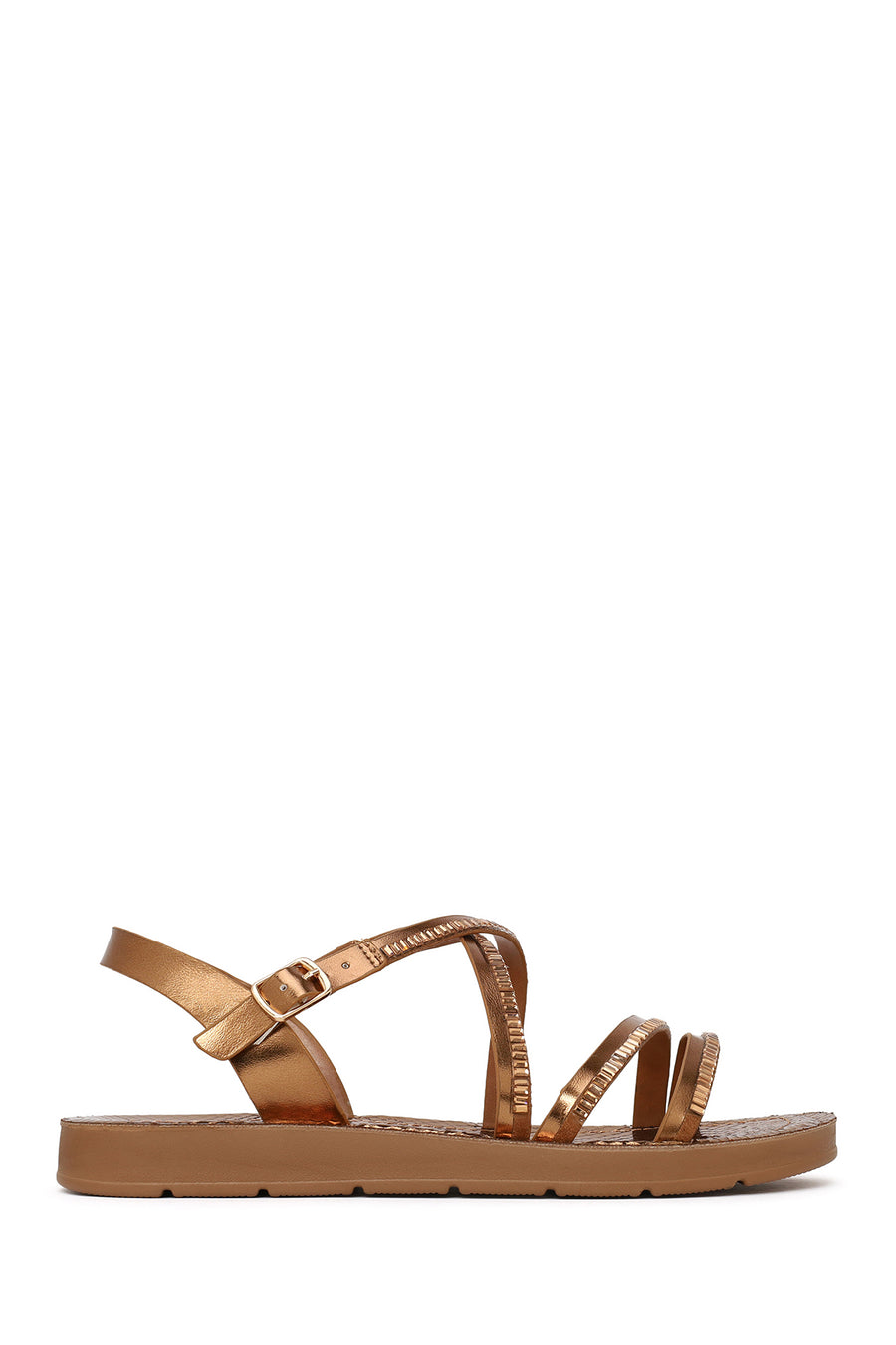 Woman Bronze Ankle Buckle Jeweled Sandal 26SFE461314 | Derimod