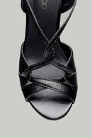 Women's Black Faux Leather Sandals | Derimod