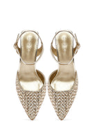 Women's Gold Ankle Buckle Braided Thin Heeled Shoes | Derimod