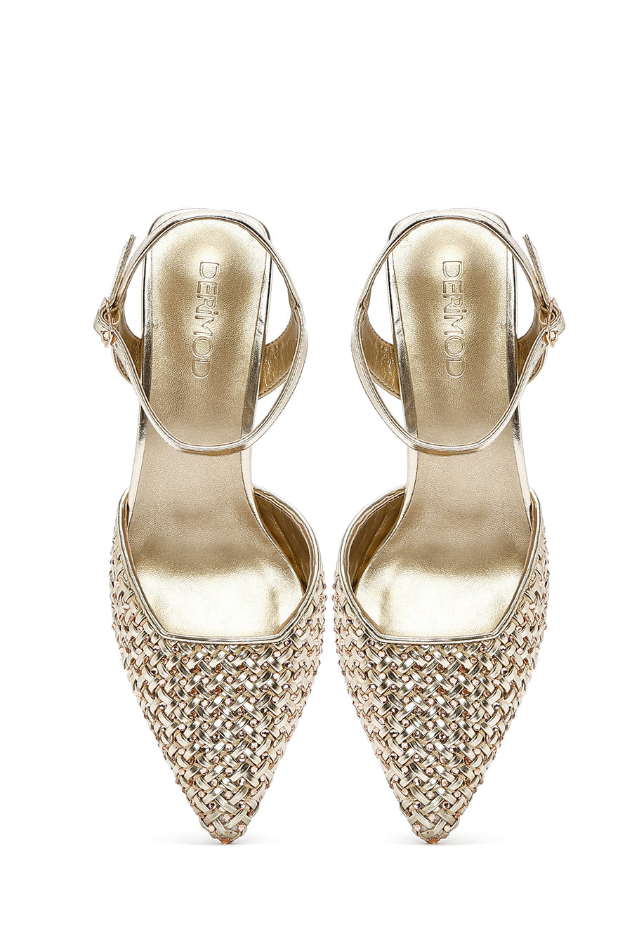 Women's Gold Ankle Buckle Braided Thin Heeled Shoes