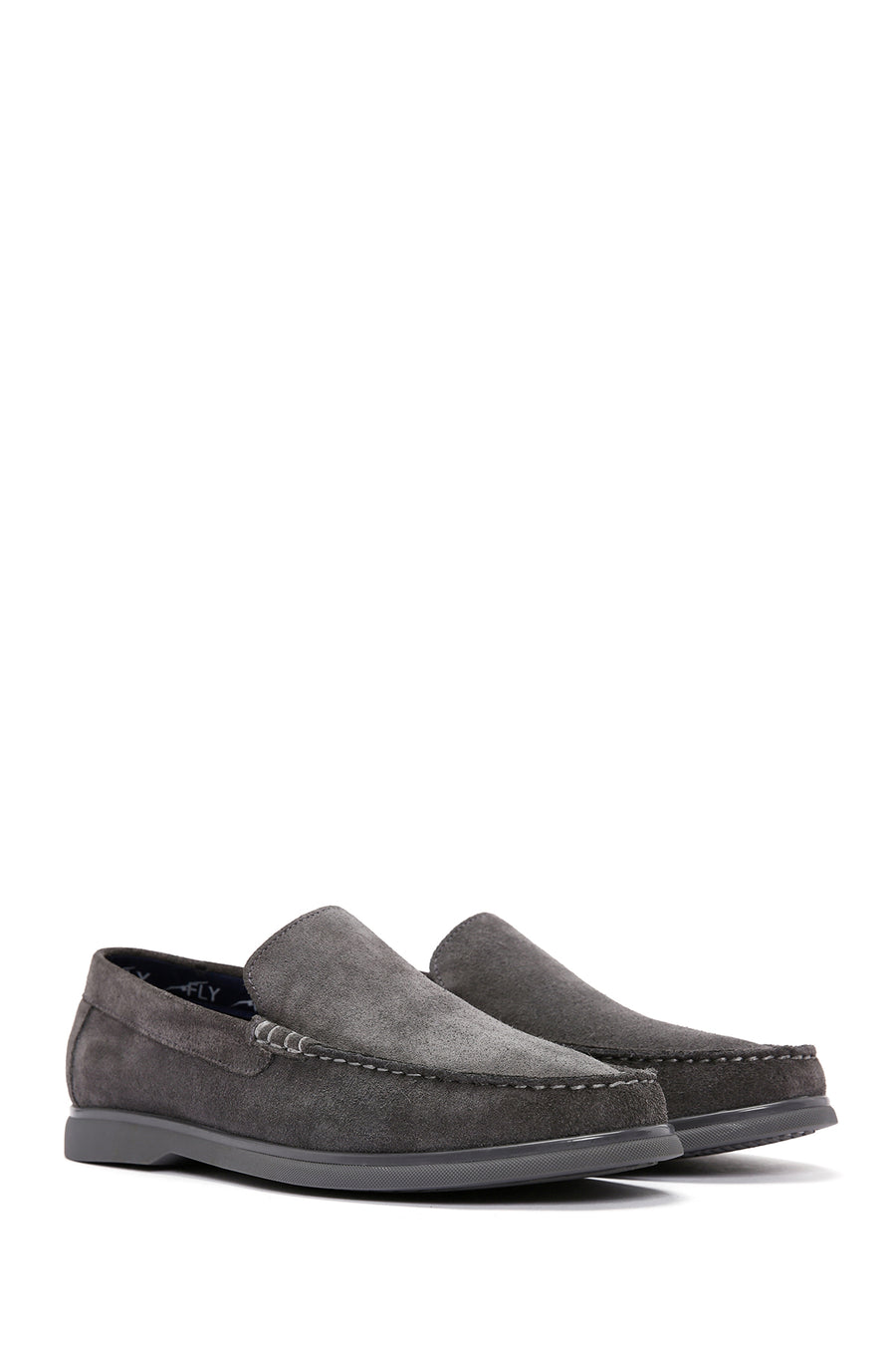 Derimod Fly Men's Gray Suede Leather Loafer