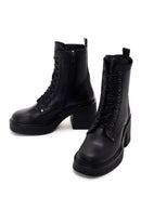 Women's Black Leather Heeled Boots | Derimod