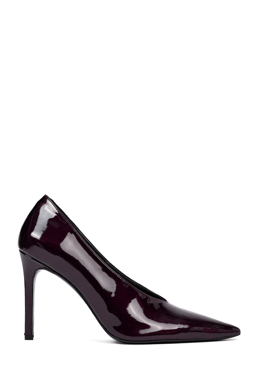Women's Burgundy Thin Heeled Patent Leather Stiletto 25AFD162216 | Derimod