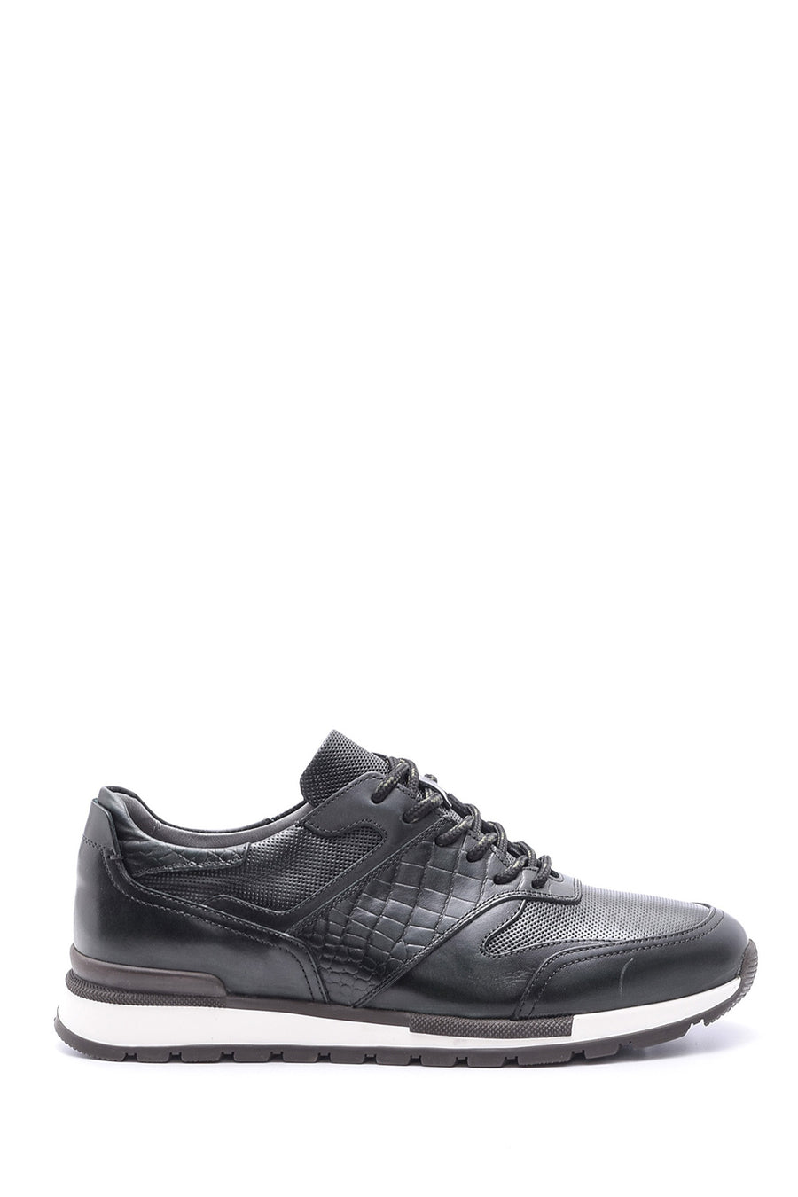 Erkek Kroko Detaylı Deri Sneaker 19WFD306014 | Derimod