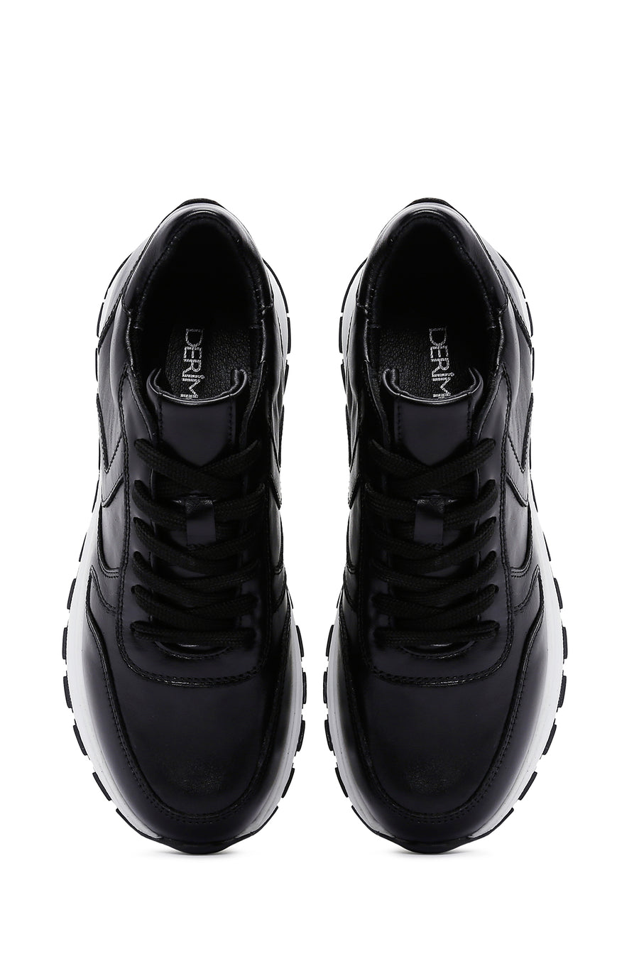 Kadın Siyah Kalın Tabanlı Deri Sneaker