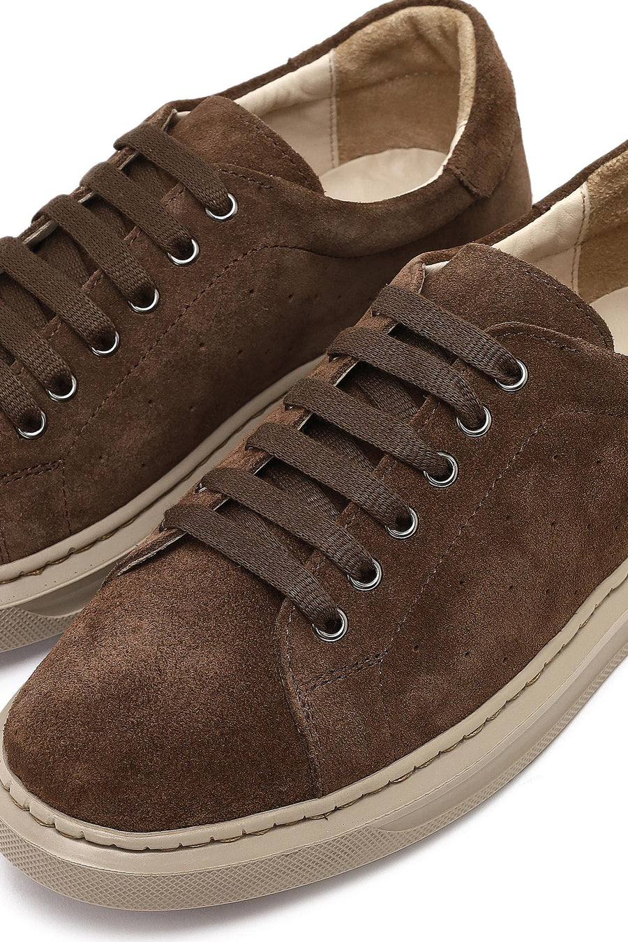 Women's Brown Lace-Up Suede Leather Sneaker