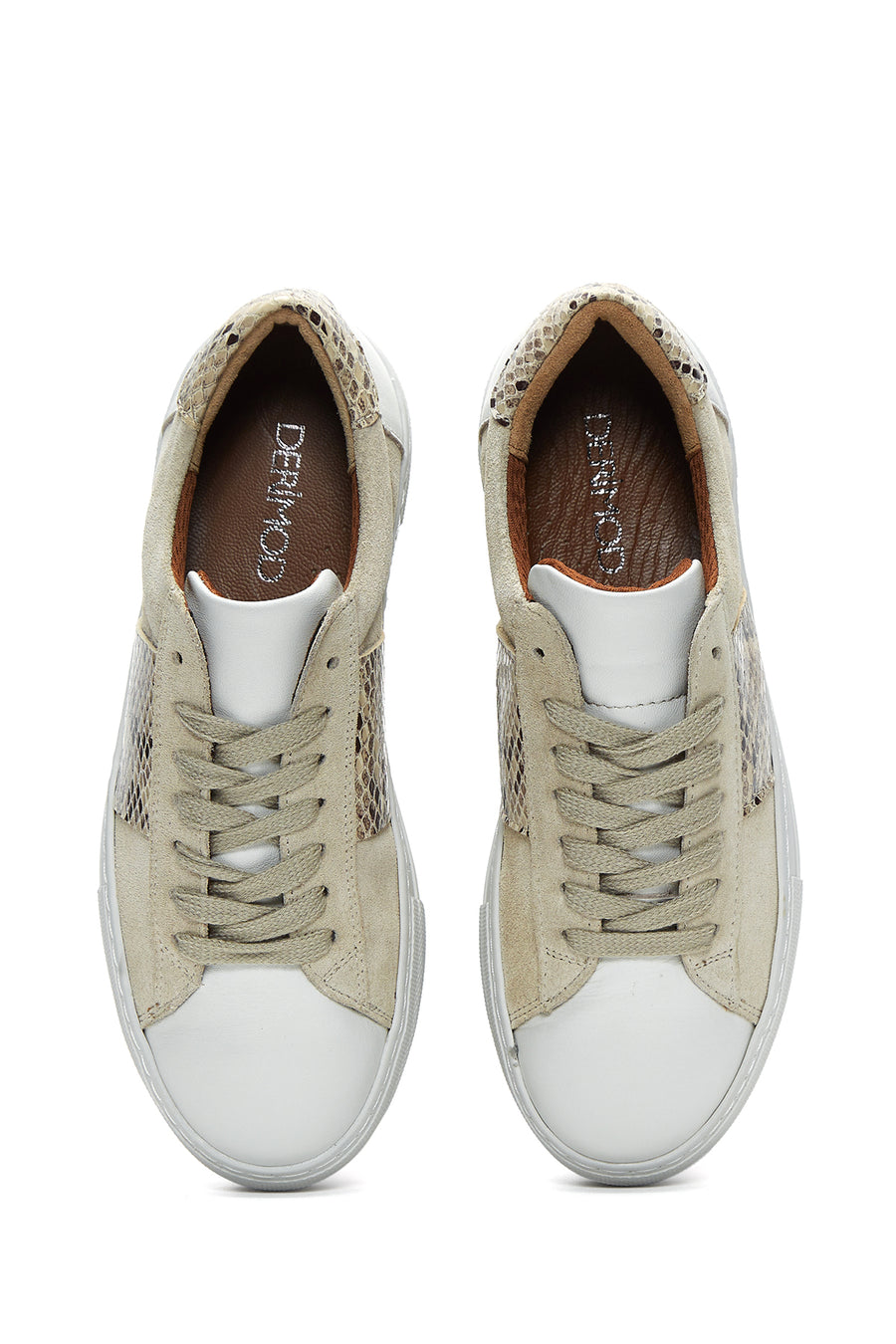 Kadın Vizon Deri Desenli Sneaker